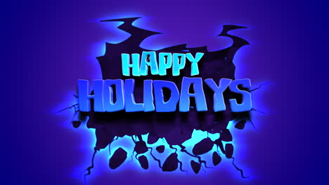 felices fiestas en textura grunge con salpicaduras de spray azul