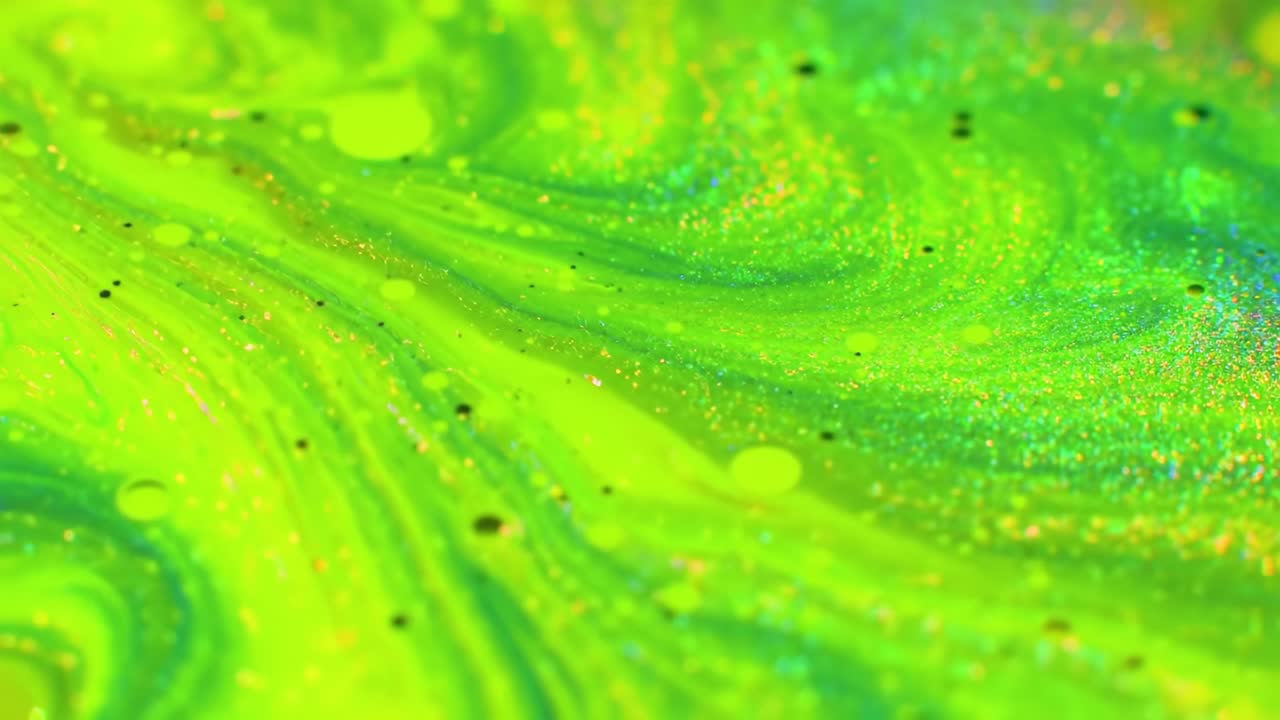 Abstract Fluorescent Green Liquid Art