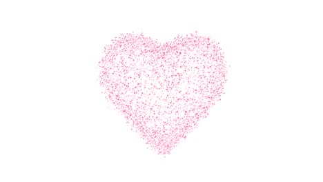 heart with pink petals isolated on white background.