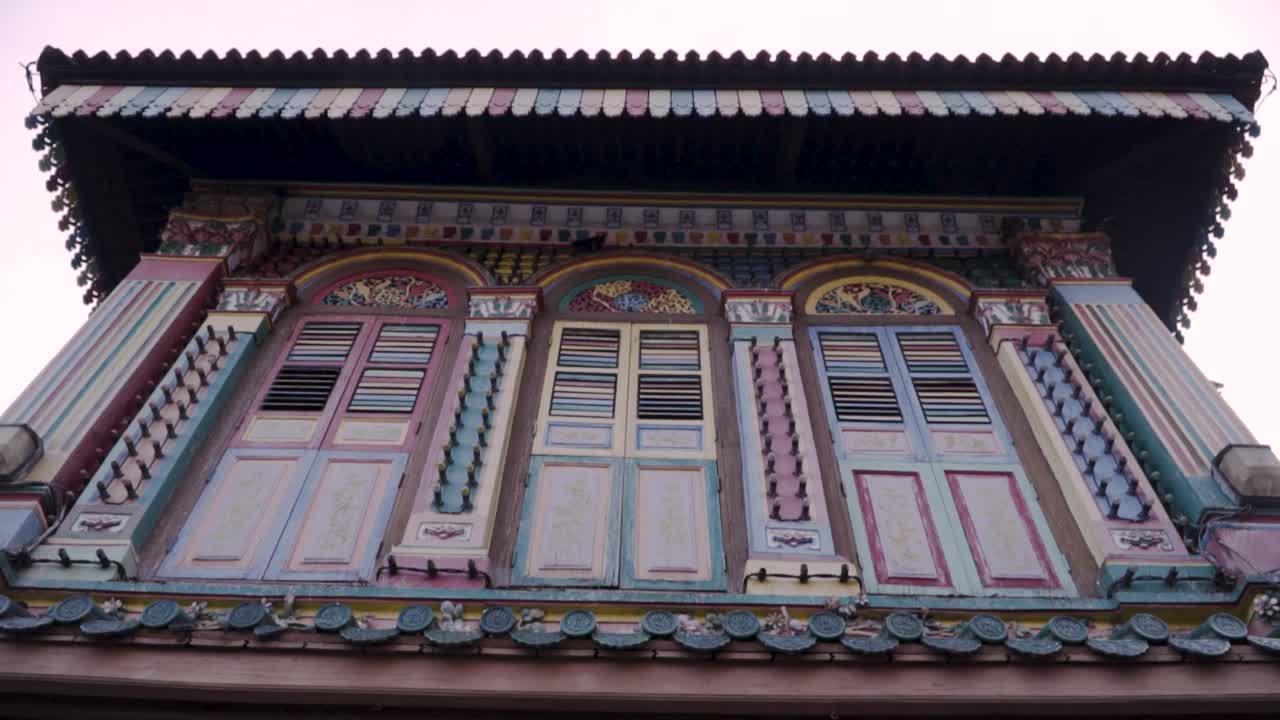 Beautiful Exterior Of The House of Tan Teng Niah In Little India Singapore - low angle shot