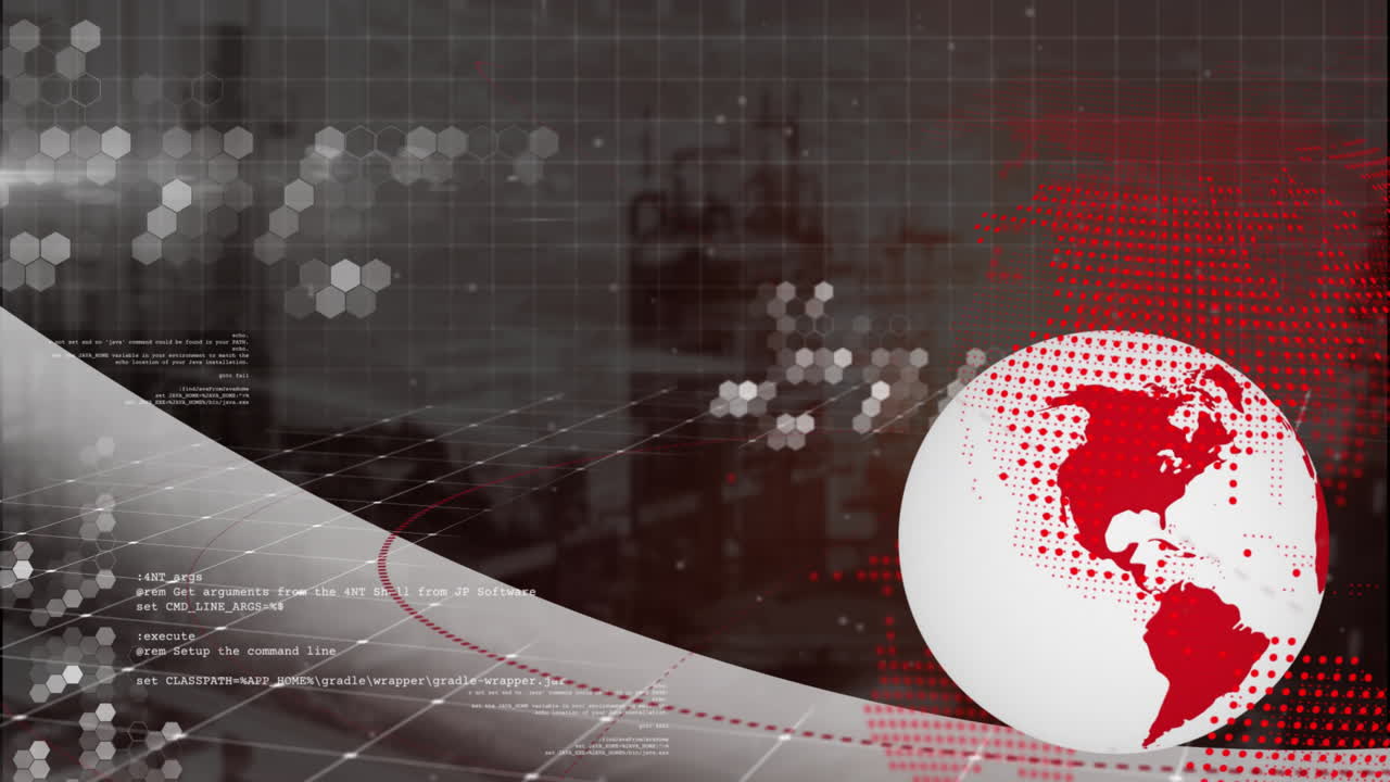 animación del procesamiento de datos y diagramas con globo sobre el paisaje urbano