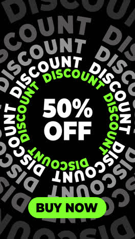 50% off discount sale advertisement with buy now button