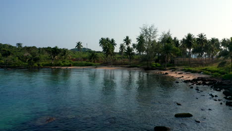 Aerial-drone-footage-moving-forward-to-a-paradise-beach-in-Cambodia