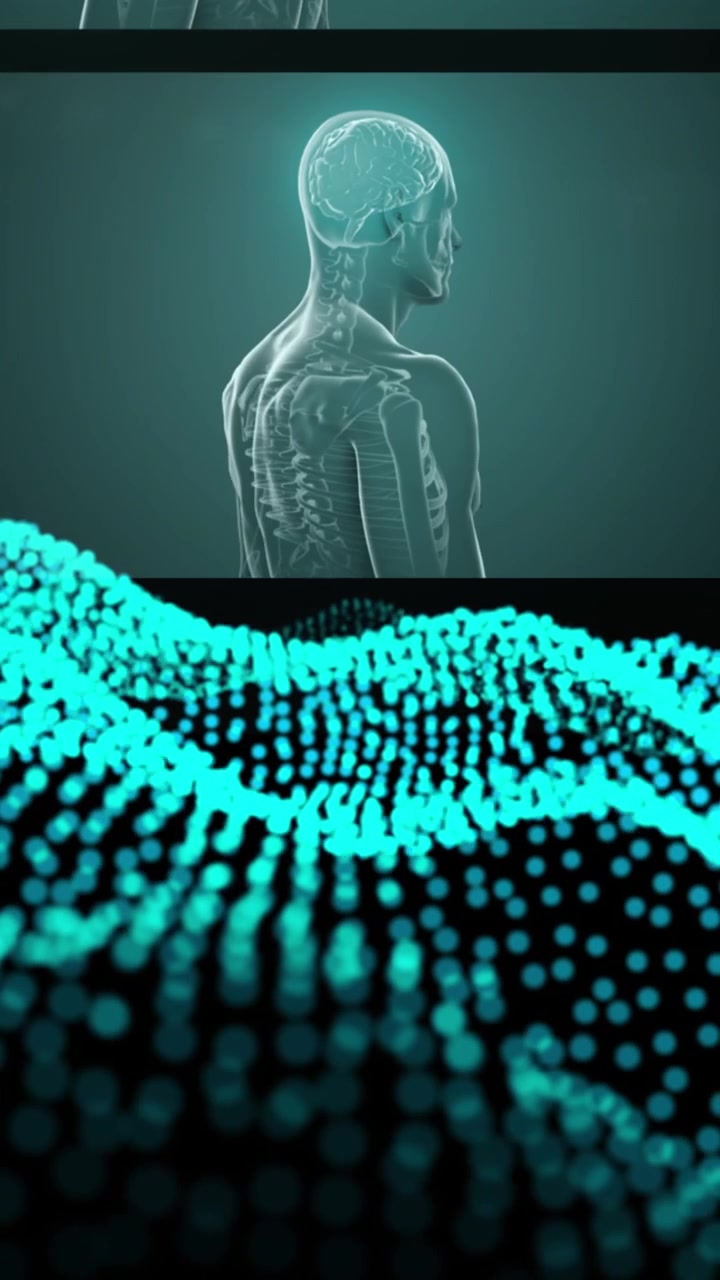 Animation of dna chain and green lines on black background