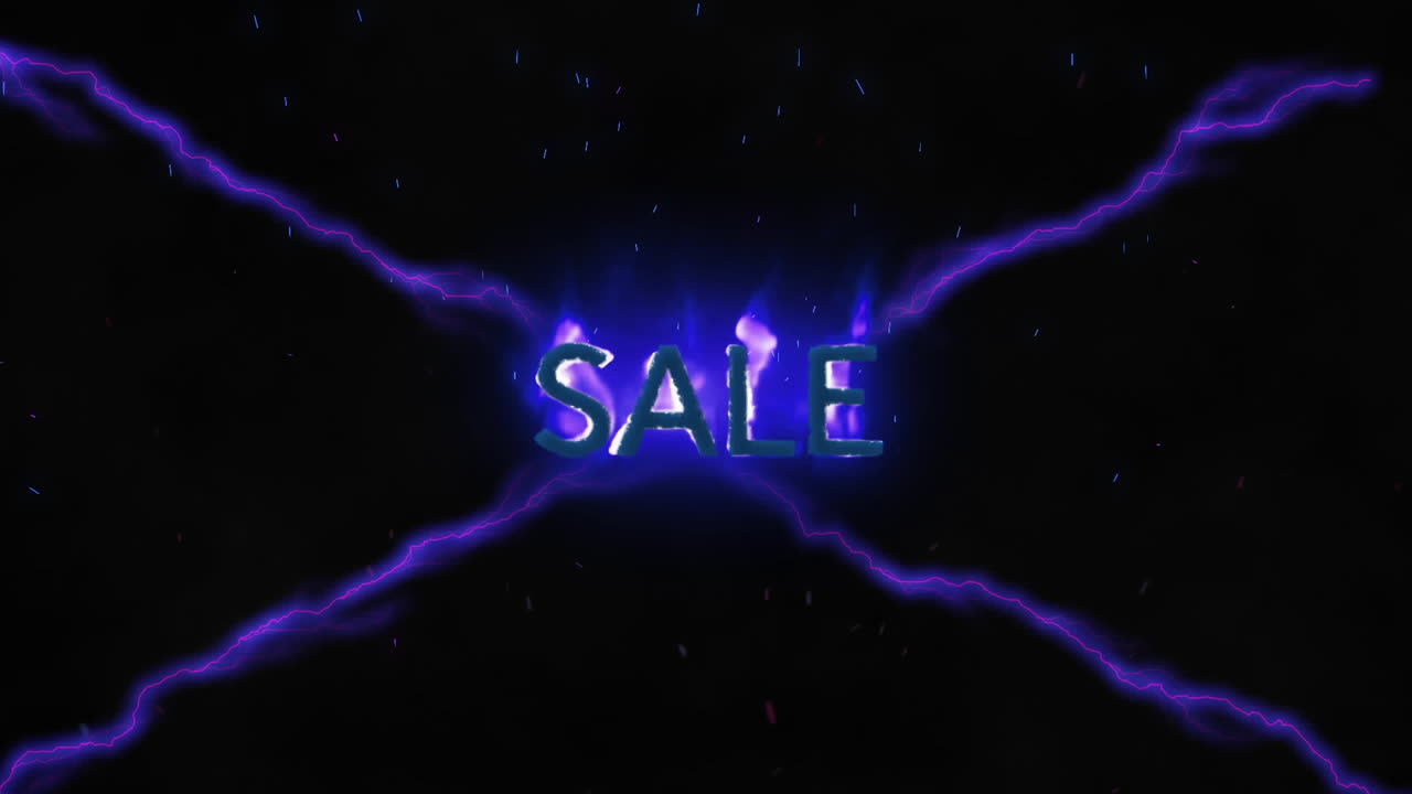 검은색 배경에 불타는 판매 텍스트의 애니메이션
