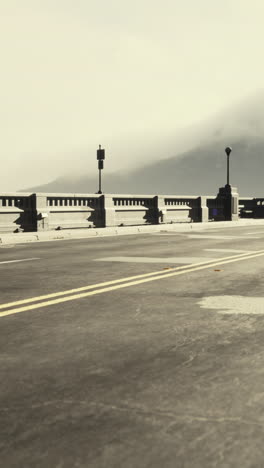 a bridge on a foggy day