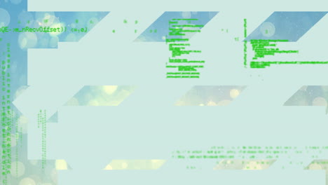 animation of green data processing over blue and white abstract background