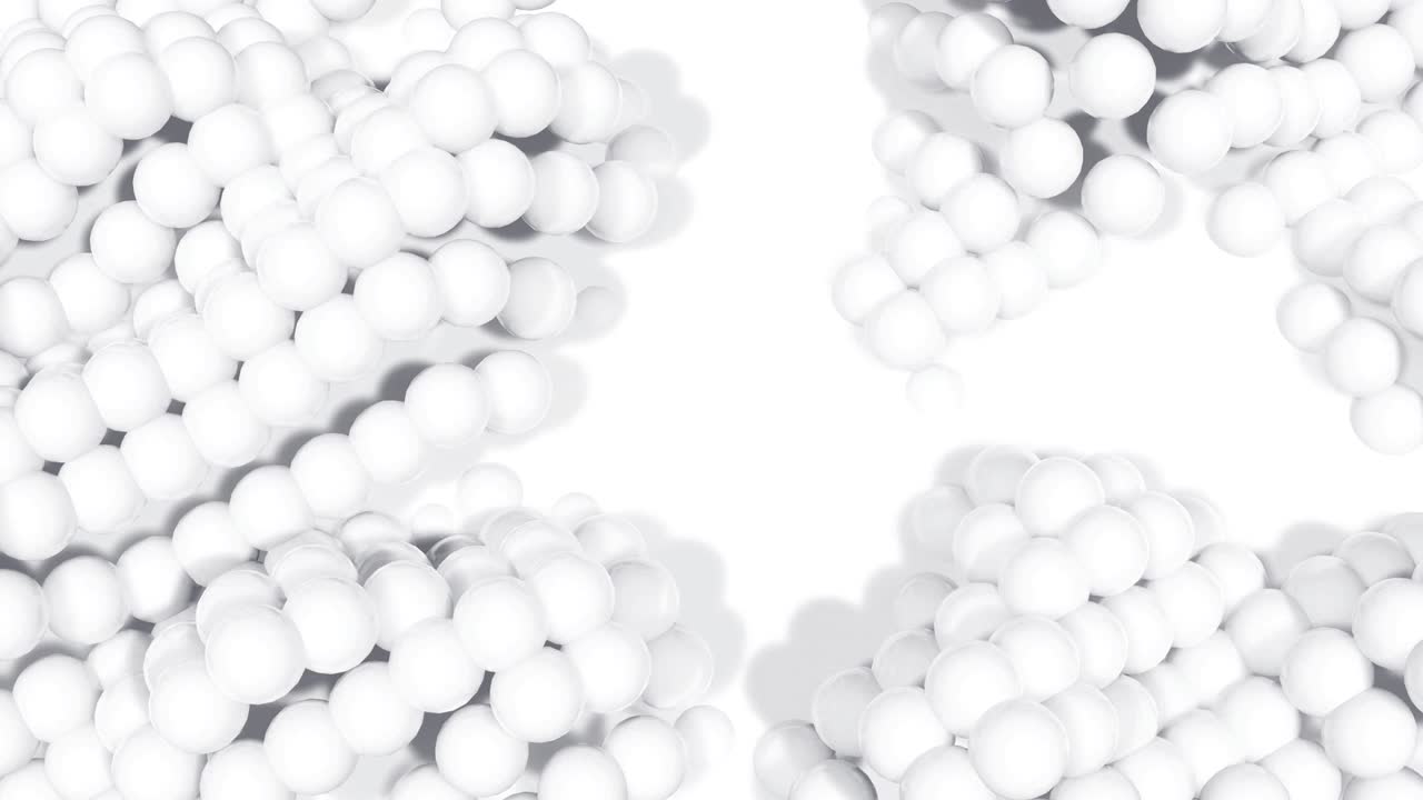 animación de bolas 3d que se mueven contra un fondo blanco