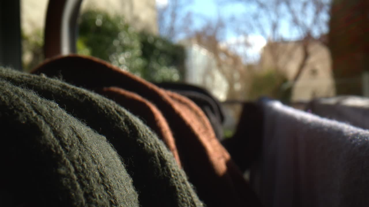 컬러 면화 직물. 랙 포커스  ⁇