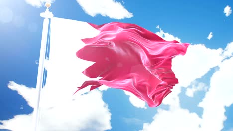 bandera realista de bahrein ondeando contra el fondo de nubes de lapso de tiempo. bucle sin costuras en resolución 4k con textura de tela detallada.