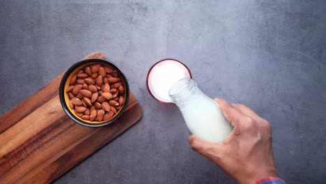 pouring almond milk