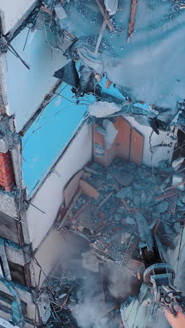 damaged earthquake disaster construction. natural disaster ruined building.
