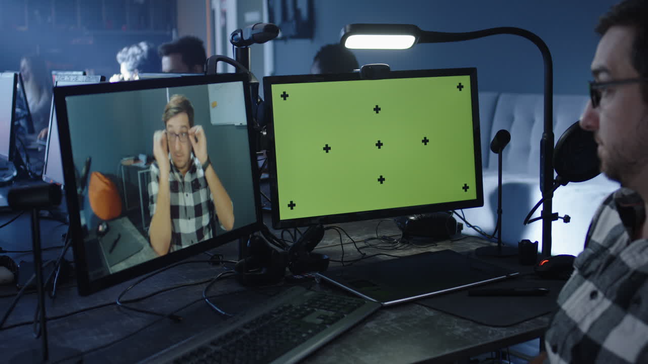 Team Video Conference in a Modern Office Environment