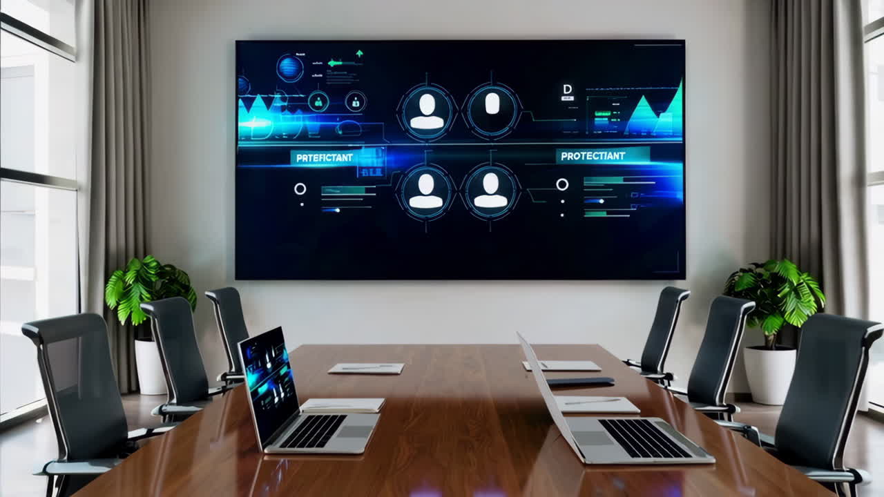 Modern Conference Room with Large Display