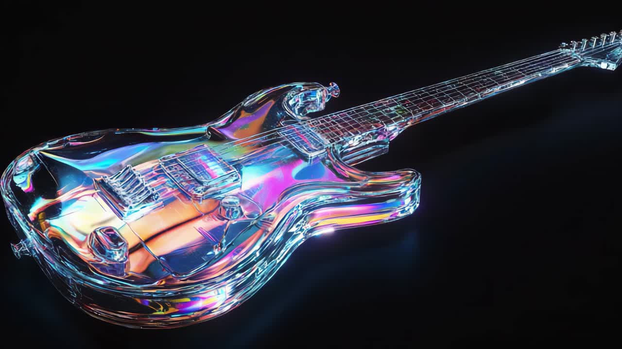 Holografik Şeffaf Elektro Gitar
