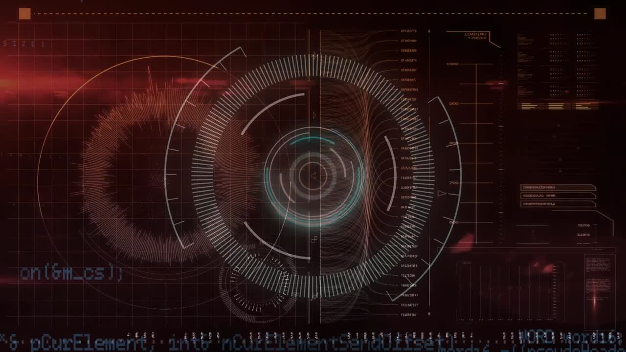 animación del procesamiento de datos diversos en la pantalla digital