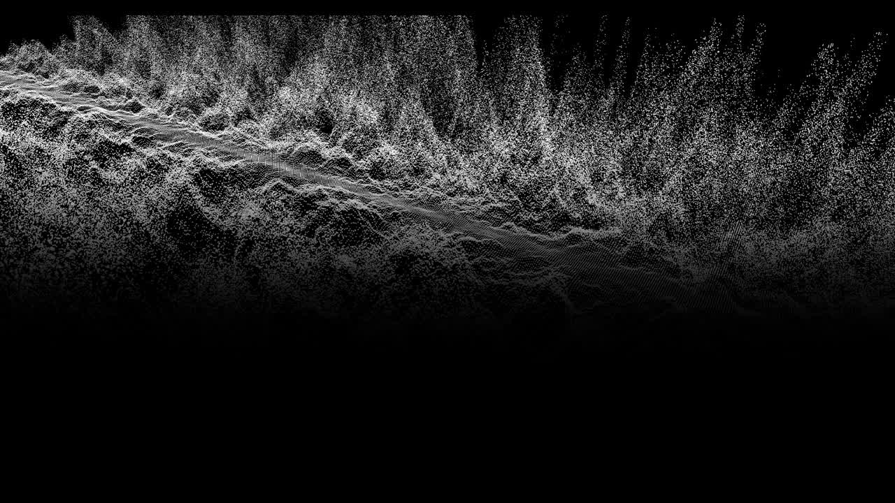 Animation of waves of white particles moving on black background