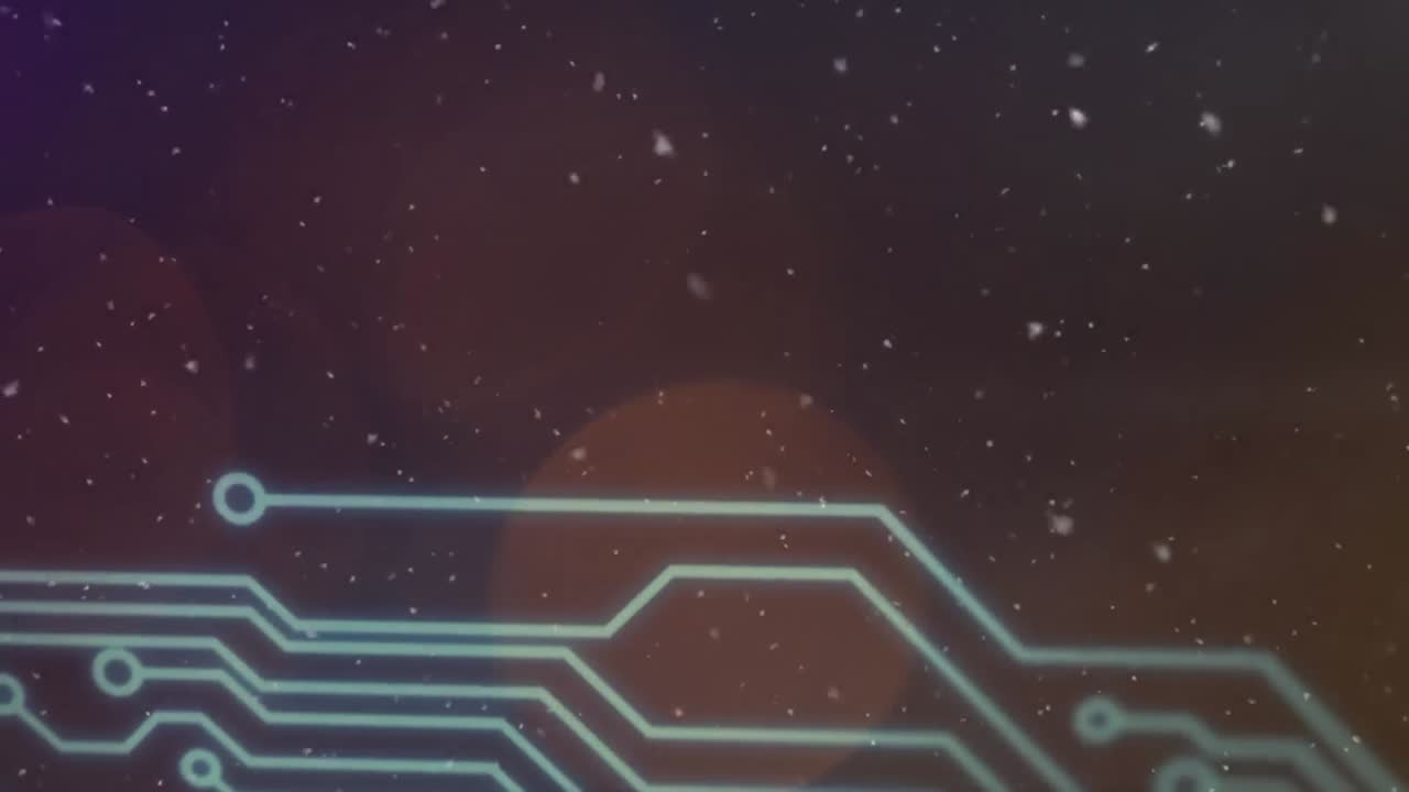 컴퓨터 회로판 위에 떠다니는  ⁇  반점들의 애니메이션