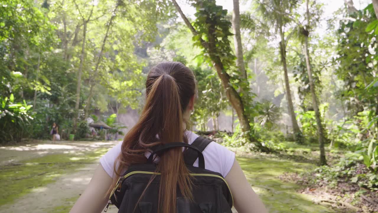 Girl Travel In Nature, Slow Motion