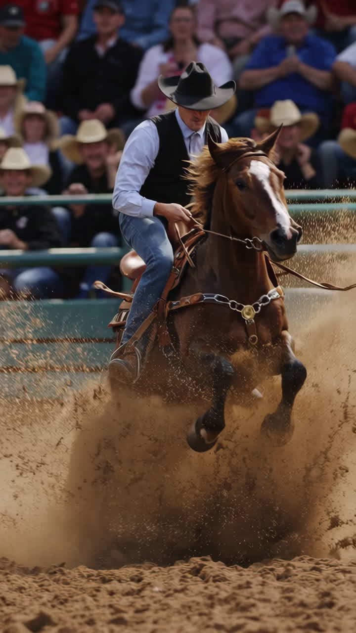 Cowboy and Horse in Rodeo Event