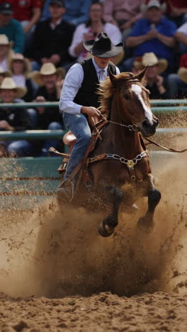 cowboy and horse in rodeo event