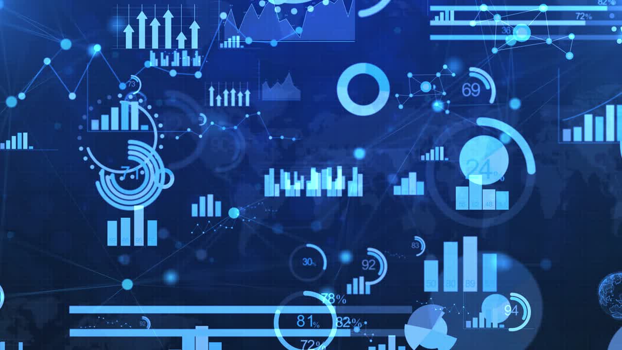 4k financial business chart with diagrams stock numbers profits and losses bar graphs and pie charts