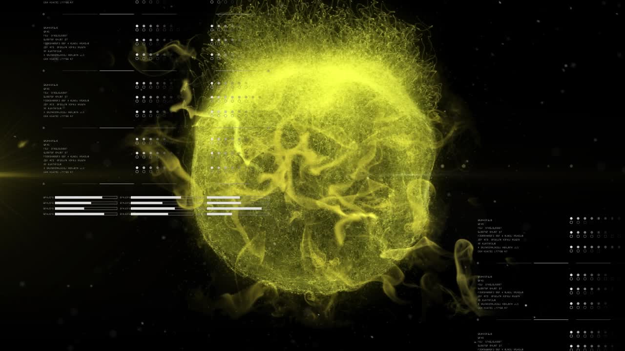Animation of data processing over yellow spots