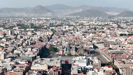 drone shot of zocalo at downtown mexico city