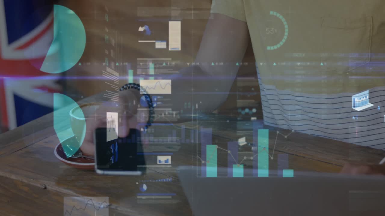animación de estadísticas y procesamiento de datos sobre el hombre utilizando un teléfono inteligente