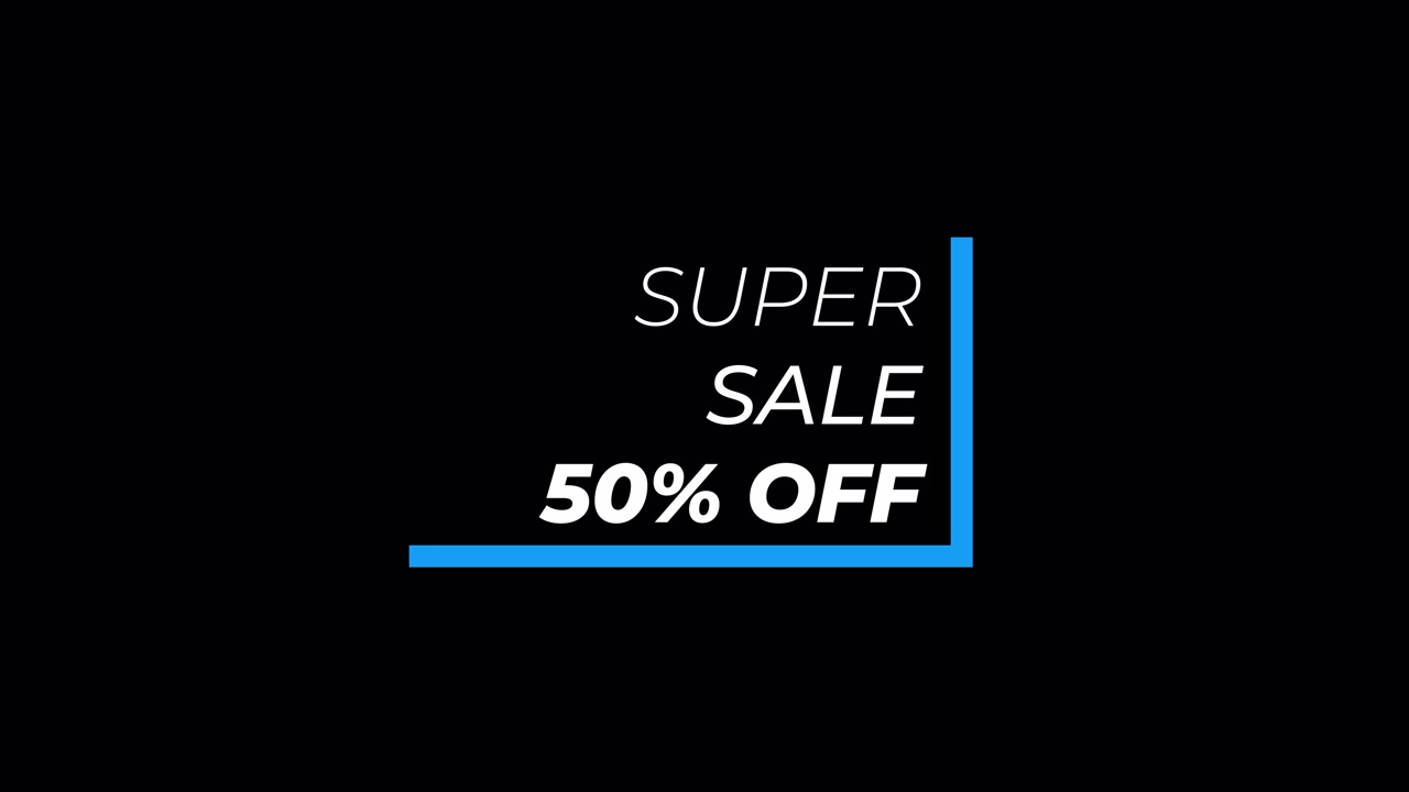 Grafica testuale animata: Super Saldi 50% di sconto