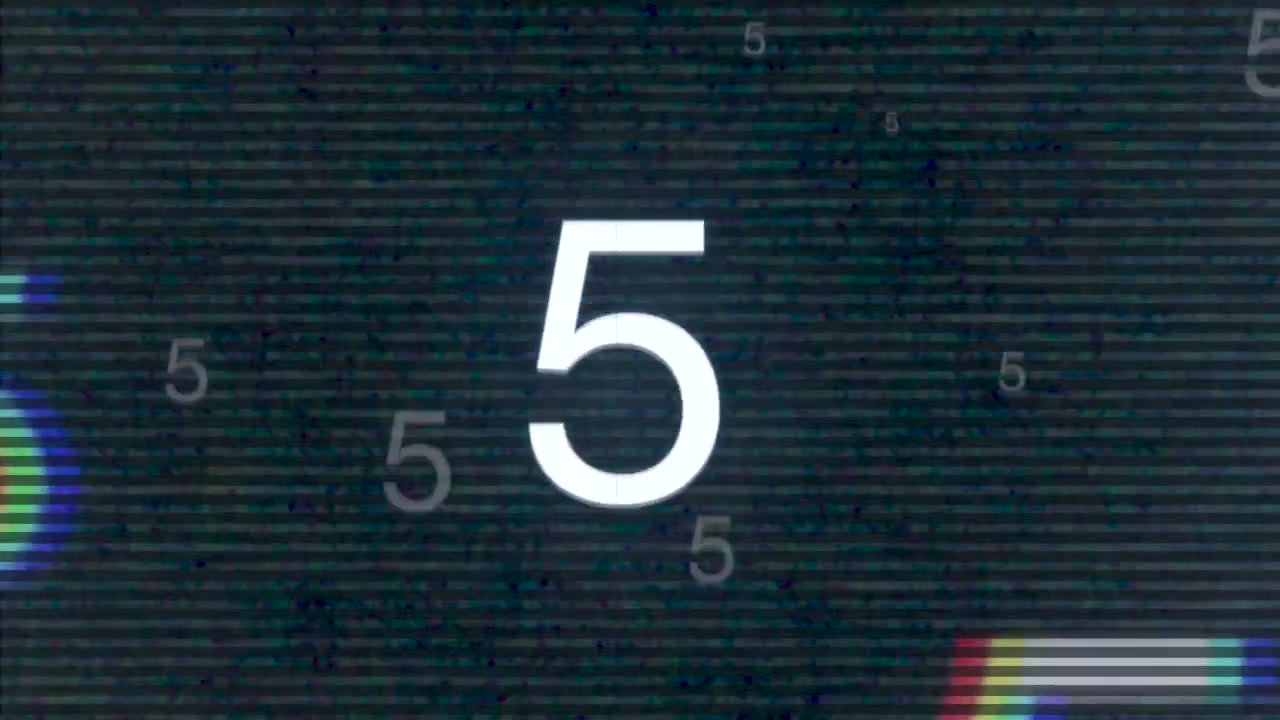 Motion black retro film countdown abstract background in 80 90s style