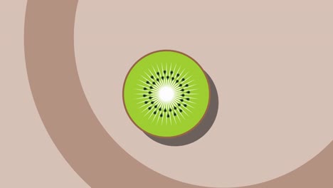 animated fruit symbol of kiwi on a brown background. seamless loop food animation with simple stylish repeated elements