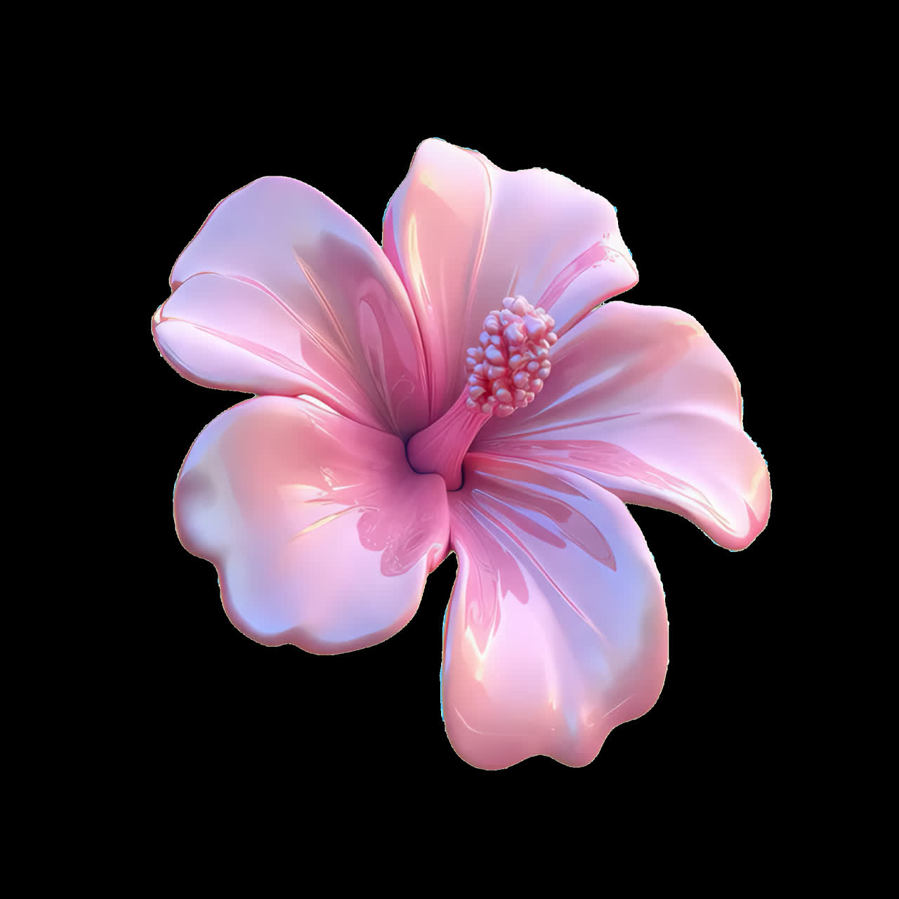 Elegant glossy pink flower animation isolated asset, transparent 4K video, alpha channel, ProRes