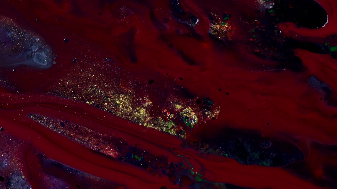 추상적인 다채로운 페인트 거품,  뷰, 클로즈업, 매크로 촬영, 움직이는 색상