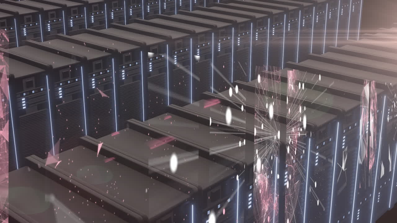 animación del procesamiento de datos a través de servidores informáticos