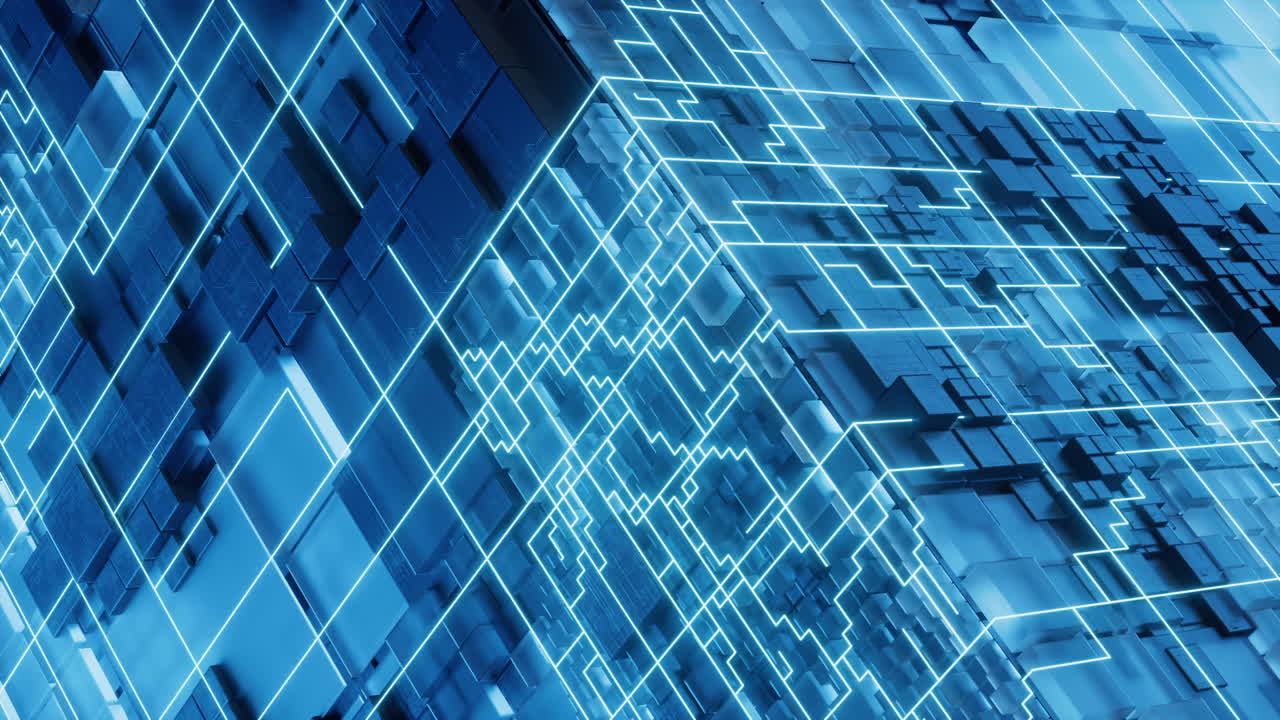 Abstract technology cube construction, 3d rendering.