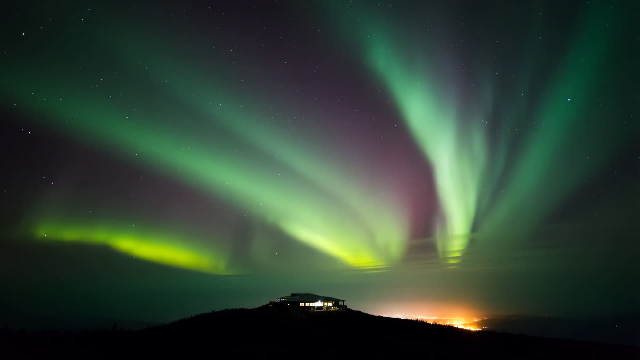 Stunning Aurora Borealis Illuminating the Night Sky Above a House