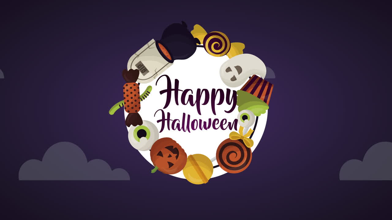 달한 사탕과 함께 행복한 할로윈 축하