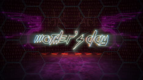 Animation-text-Mother-Day-and-cyberpunk-animation-background-with-computer-matrix-numbers-and-grid-2