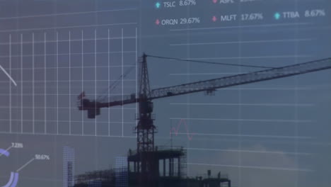 animation of financial data processing over crane