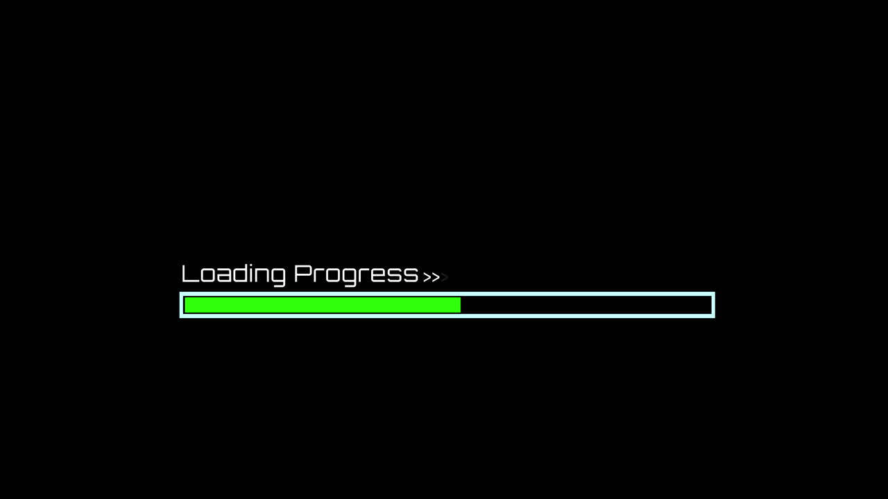 Digital Loading Progress Bar Animation on Black Background