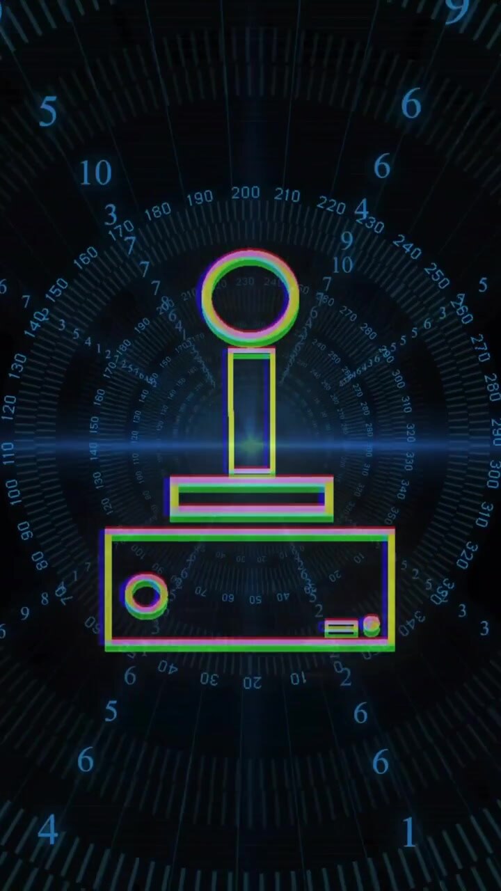 Retro joystick and numbers, gaming technology animation