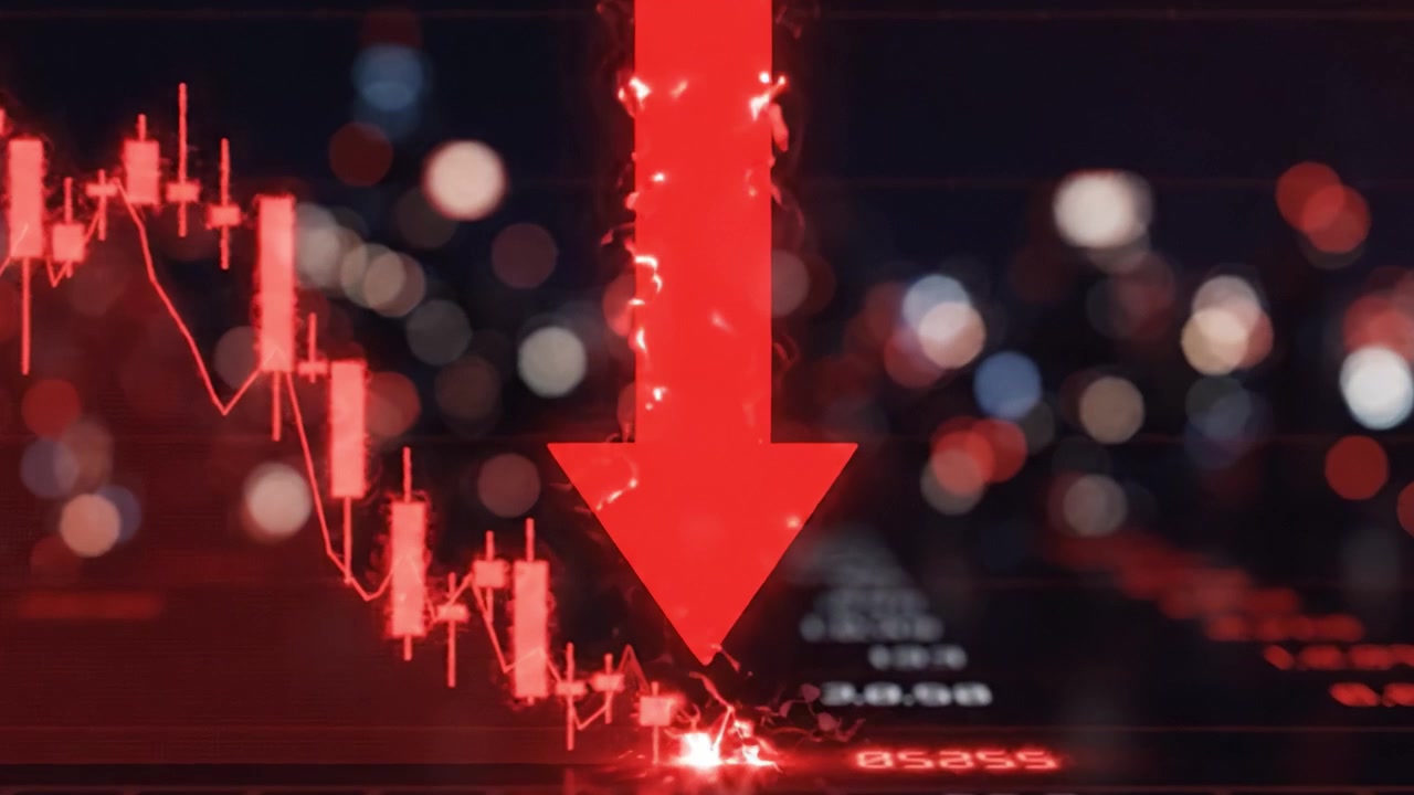 A Visual Representation of Financial Decline: Analyzing Market Trends through Red Graphs Indicating Decreasing Values in Data Analytics and Economic Downturns