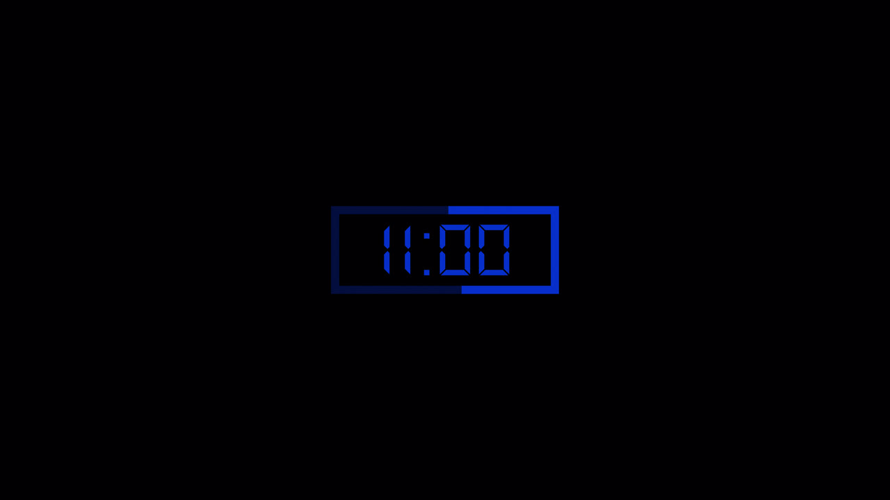 Blue Digital Countdown Timer on Black Background