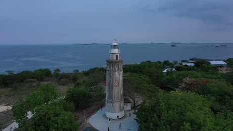 beautiful aerial view of the bagacay point lighthouse located liloan, cebu, philippines