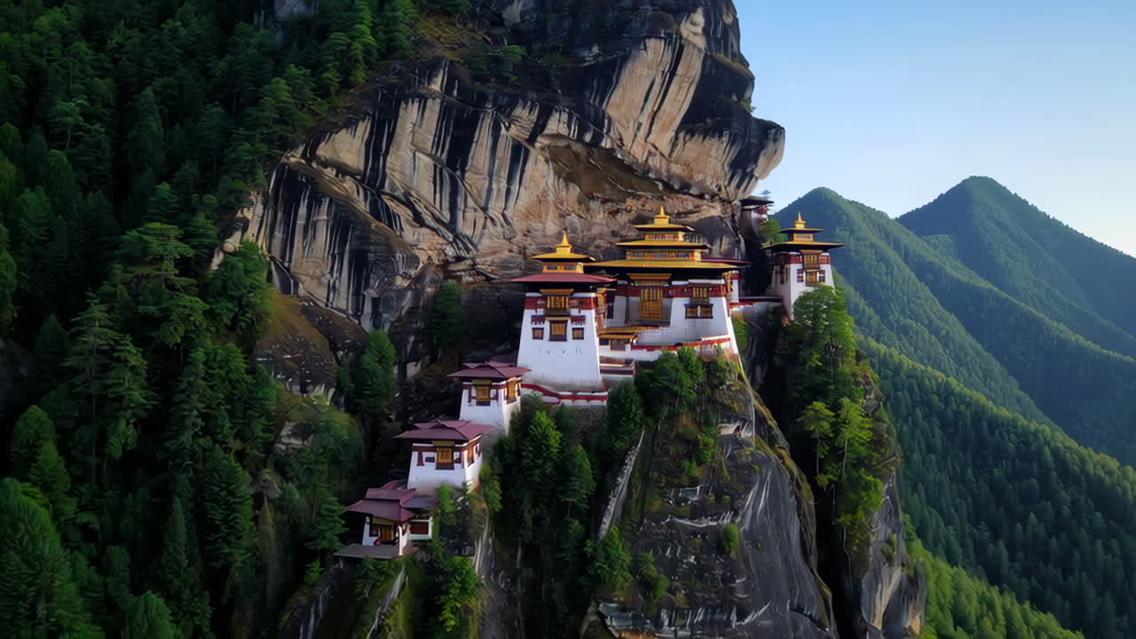 Bhutanese Monastery perched on a mountain cliff