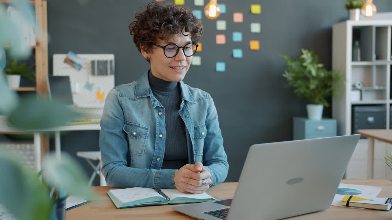 Woman in video conference