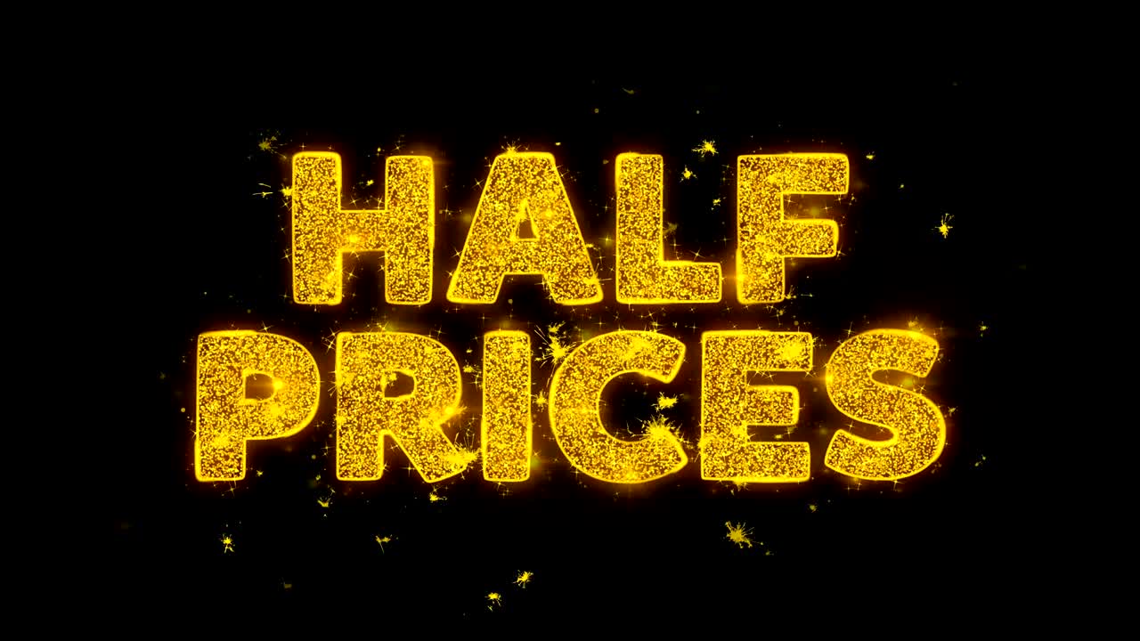 절반 가격 텍스트는 검은 바탕에 입자를 불꽃으로 만니다.