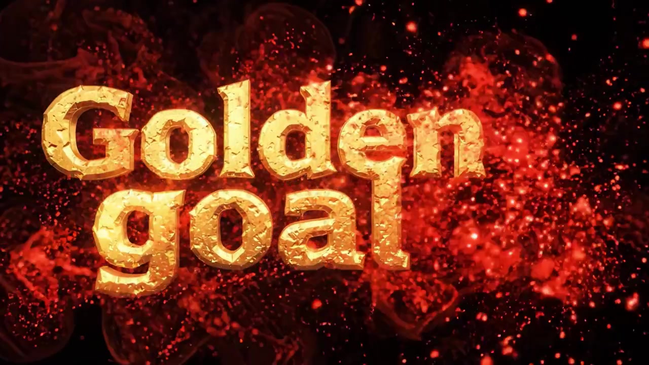 Upea visuaalinen muutos, joka esittelee 'Golden Goal' -termin kehitystä, sisältäen näyttävän 3D-typografian eloisilla väreillä ja dynaamisilla efekteillä kahden erillisen kuvan kautta