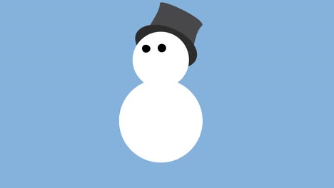 festive christmas snowman appearing on off animation loop blue